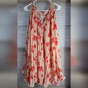 MM Couture Red and Cream Floral Dress